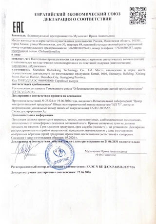 Декларация соответствия — настоящая первая страница